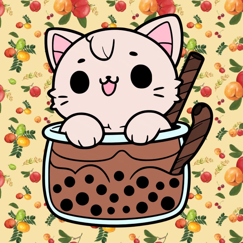 a cute cat in a boba