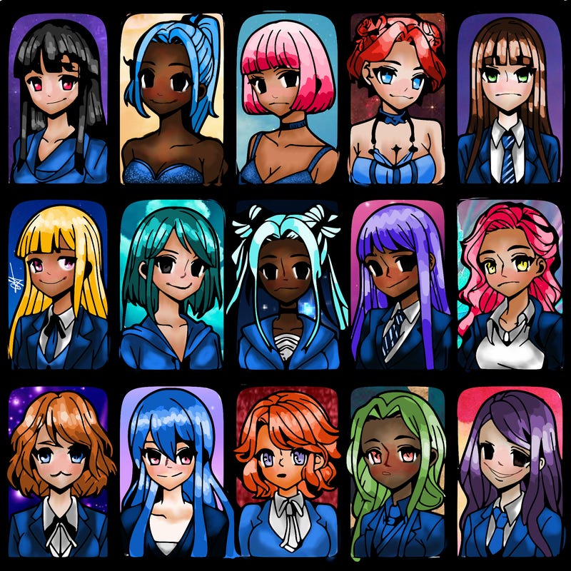 girls that look diffrent anime