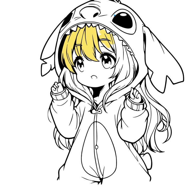 anime girl in a stitch onsie