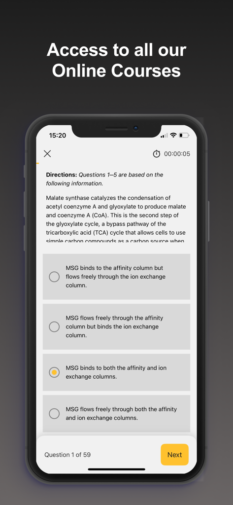 Uma questão prática de ciências no aplicativo March2Success