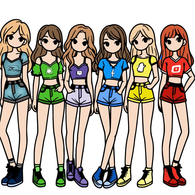 a group of girls wearing crop tops and shorts