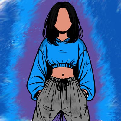 realistic girl faceless with baggy pants and a crop top