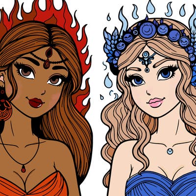 goddess fire and goddess water realistic