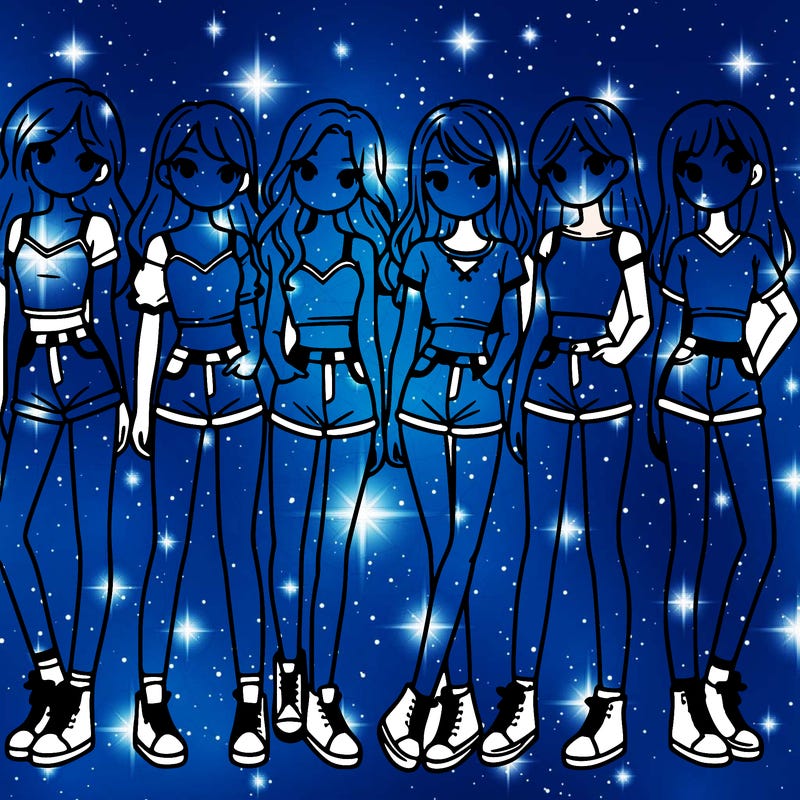 a group of girls wearing crop tops and shorts