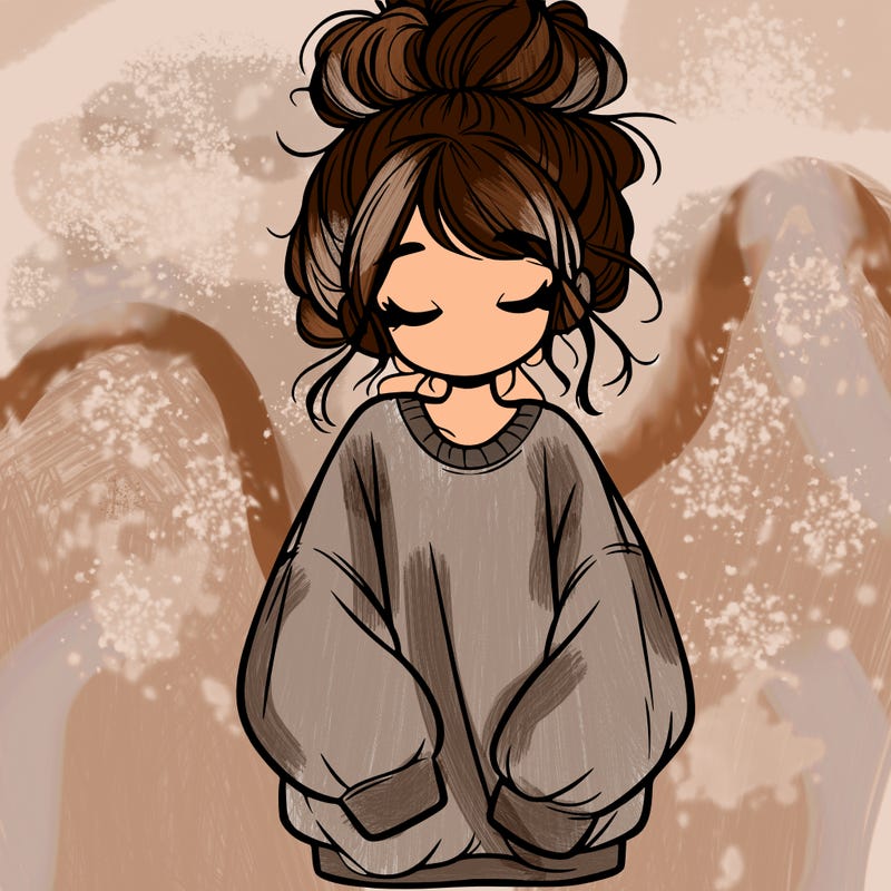 girl with baggy sweatshirt and messy bun