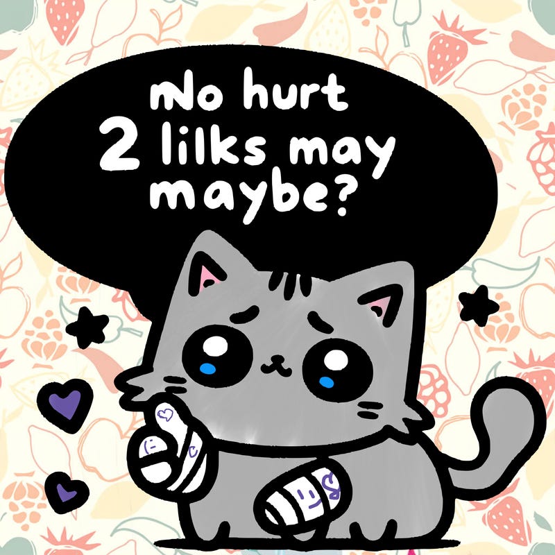 cute cat thats been hurt saiying 2 likes maybe