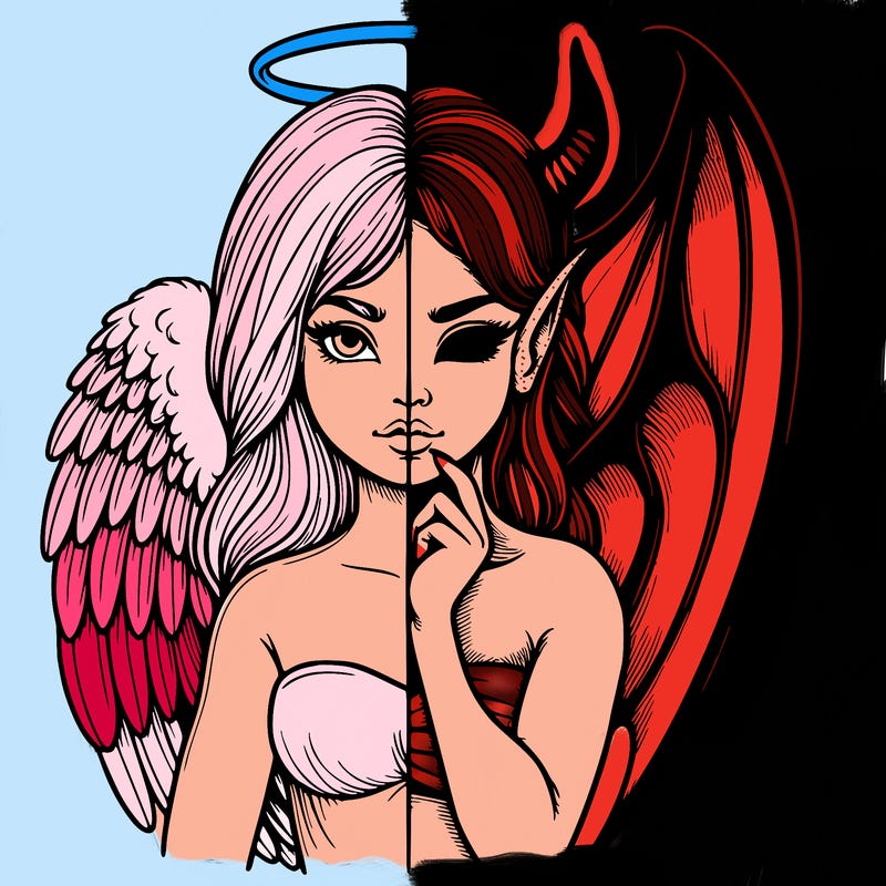 realistic angel half demon