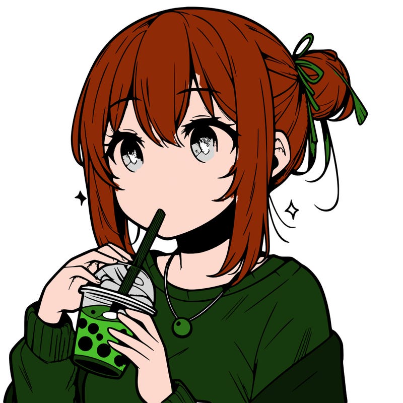 manga character drinking boba