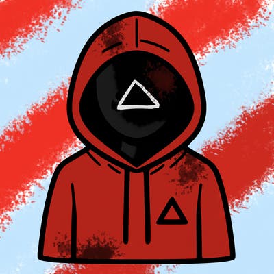 a person with non face waering a hoodie with a small triangle symbol