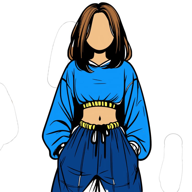 realistic girl faceless with baggy pants and a crop top