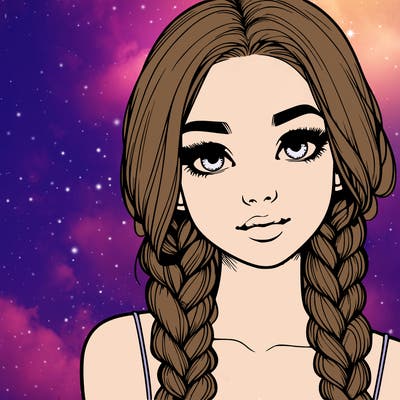 realistic girl with braids