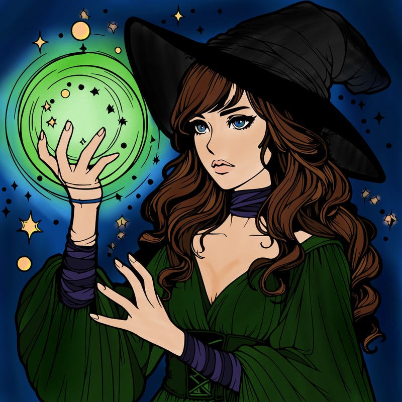 realistic women sorcerer using magic