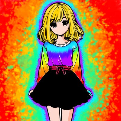 realistic girl with a skirt on