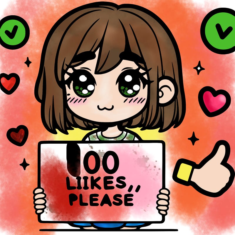 a girl with a sign saying 100 likes, please