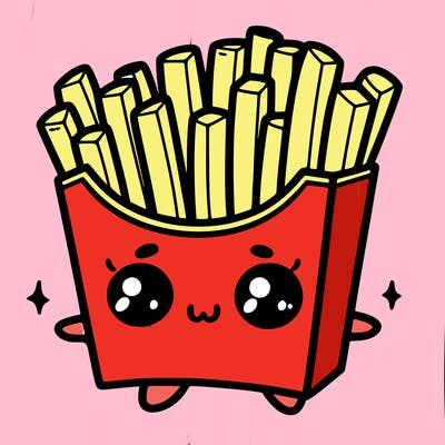 a cute. french fries