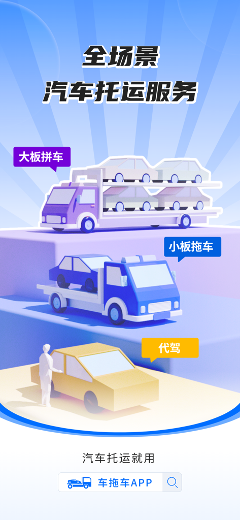 Infographic showing three types of vehicle transport services multi car carrier flatbed tow truck and professional driver