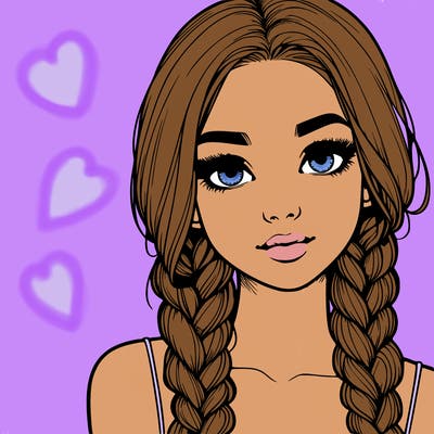 realistic girl with braids