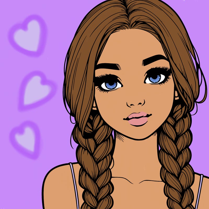 realistic girl with braids