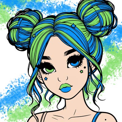realistic girl with space buns