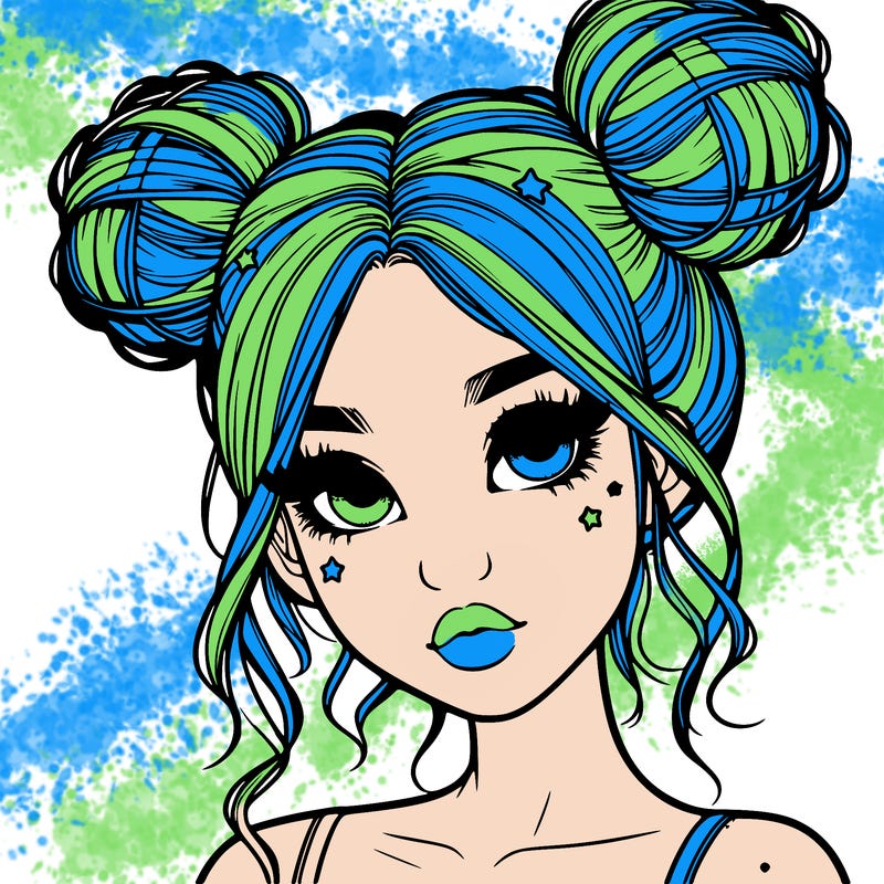 realistic girl with space buns