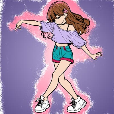 realistic girl danceing