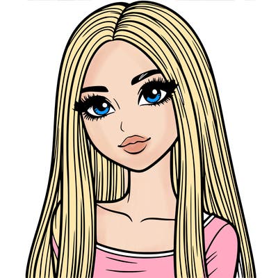 realistic girl with straight and long hair