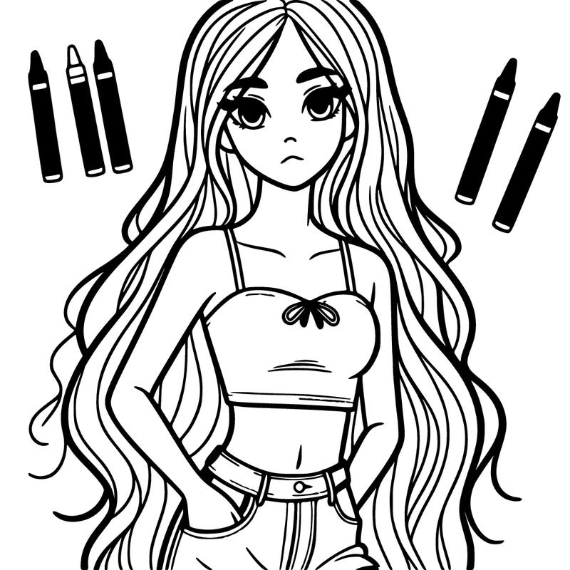 girl with long hair and crop top