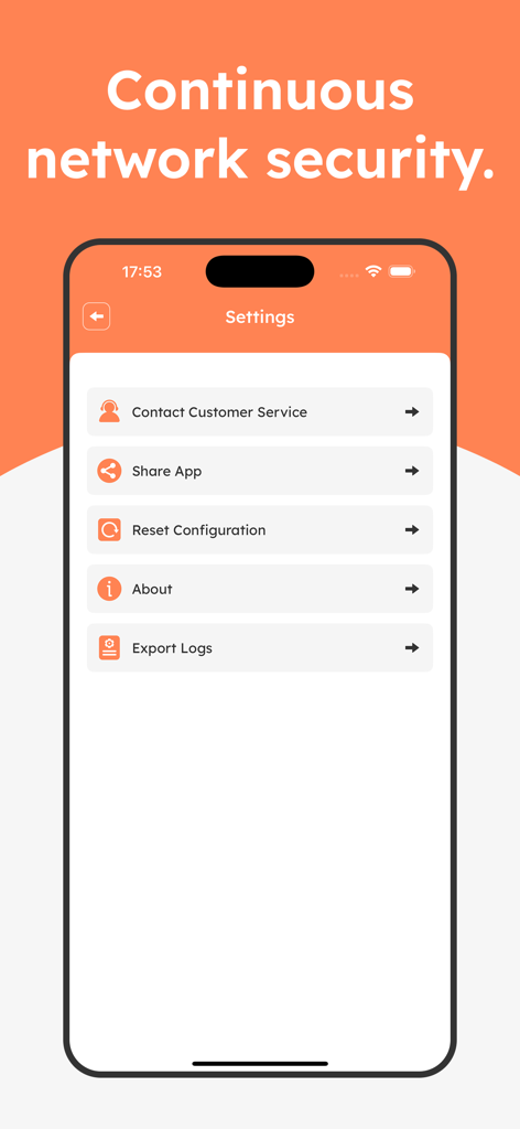 VPN - Super Turbo VPN Proxy - Settings screen of the Super Turbo VPN app showing menu options for customer service sharing and logs
