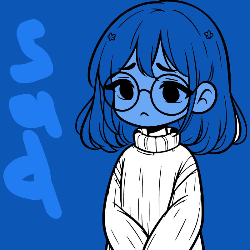 sad girl with glasses in a sweater