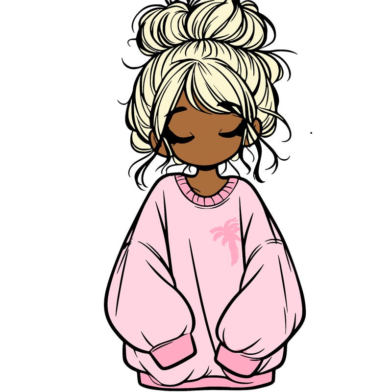girl with baggy sweatshirt and messy bun
