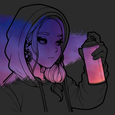 a realistic girl, spray painting