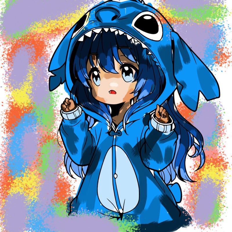 anime girl in a stitch onsie