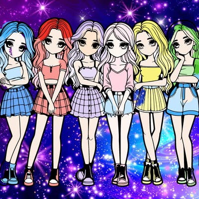 a group of girls realistic