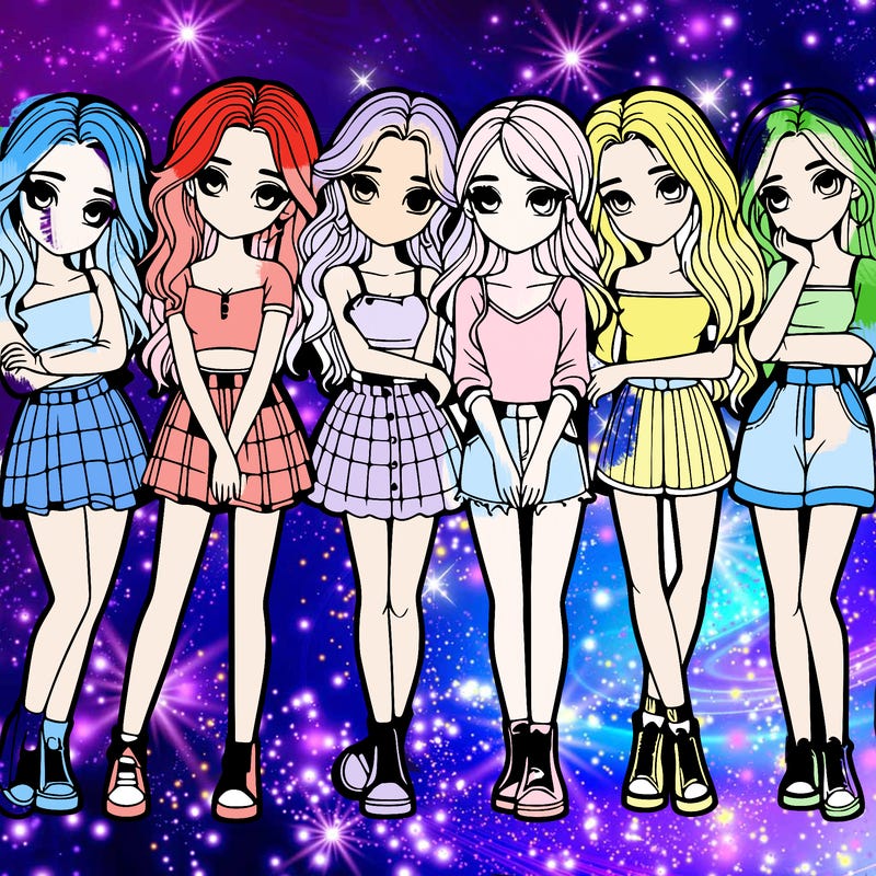 a group of girls realistic