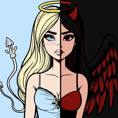 devil vs angel realistic girl