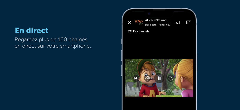 POP TV Go - A smartphone showing live TV content on the POP TV Go app