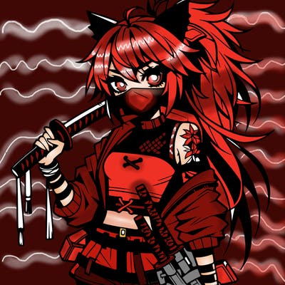 gorgeous edgy anime girl with a ninjato in one hand