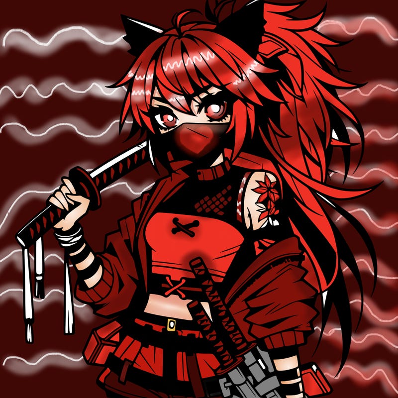 gorgeous edgy anime girl with a ninjato in one hand