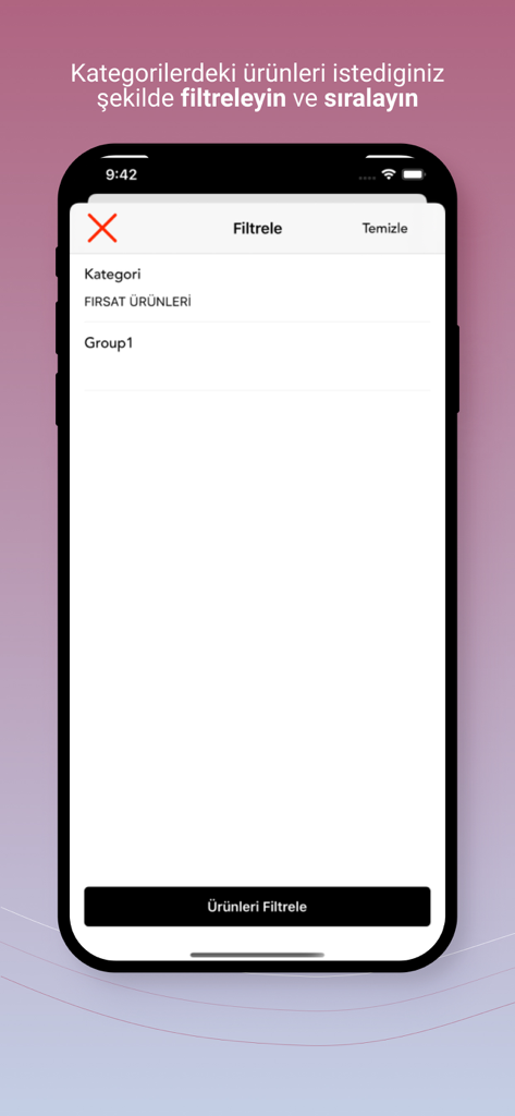 Cappmoda - Product filtering interface in the Cappmoda mobile shopping app