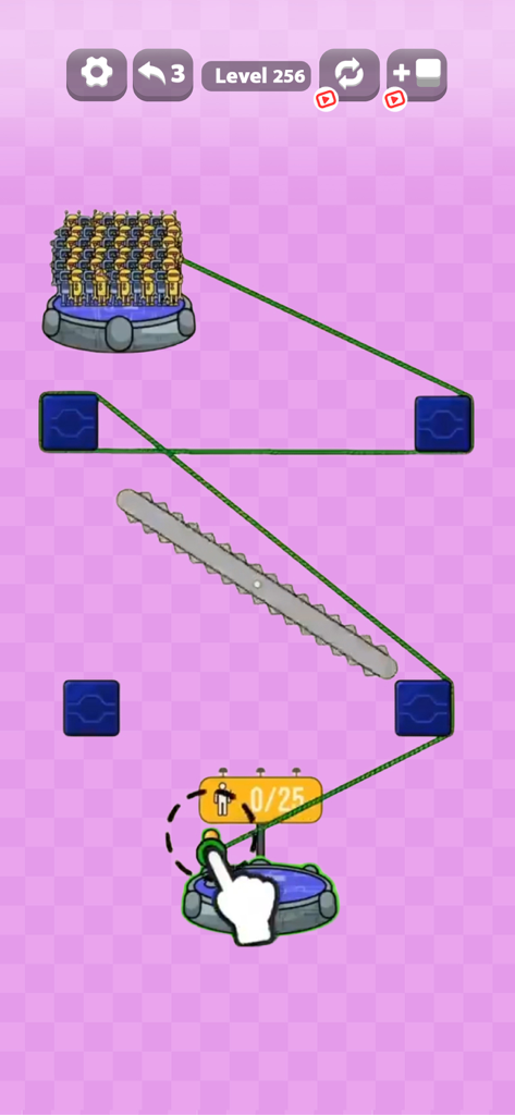 Escape Island: Fun Color Sort - Escape Island gameplay showing level 256 with color sorting mechanics and obstacles