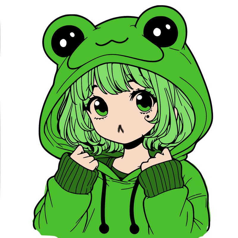 a cute teenage girl wearing a frog hoodie