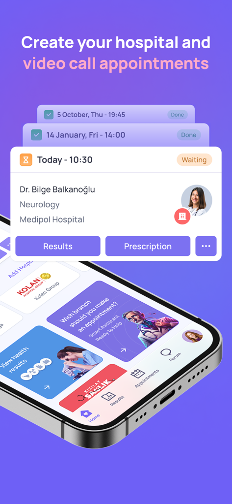 Keep it Better - Keep it Better app interface for booking hospital and video call medical appointments