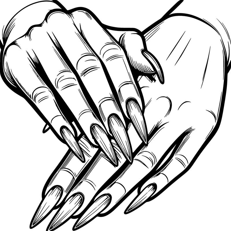 realistic pretty hands with long nails