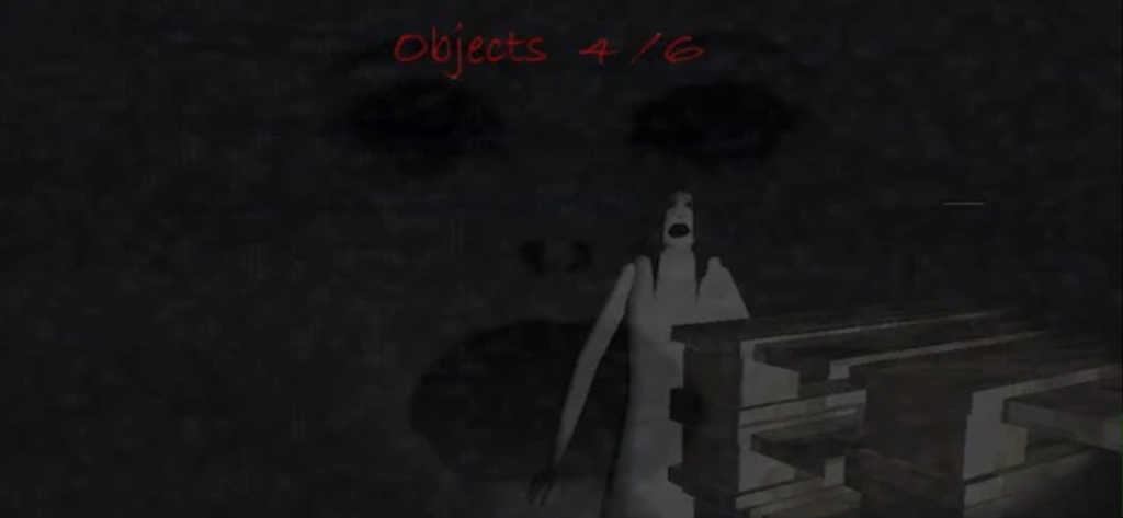 Slendrina - A jump scare scene from the Slendrina horror game featuring the main character in a dark environment