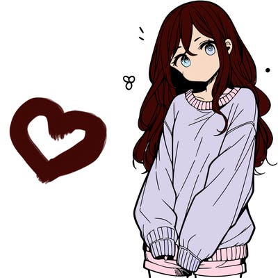 manga teen girl  in a sweater and baggy pants