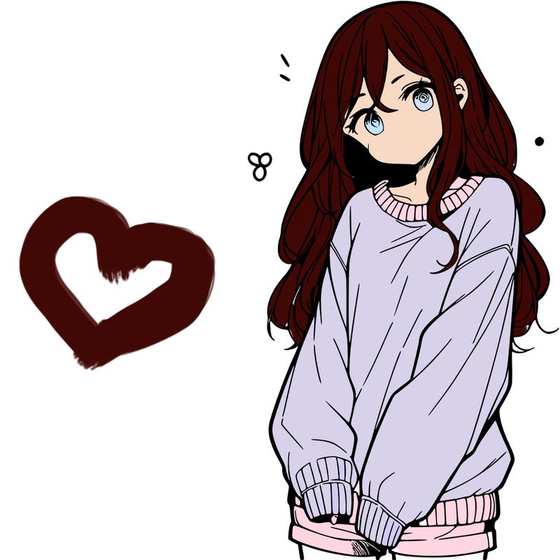 manga teen girl  in a sweater and baggy pants