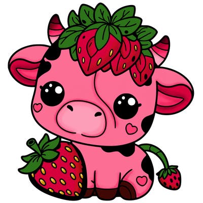 cute strawberry cow