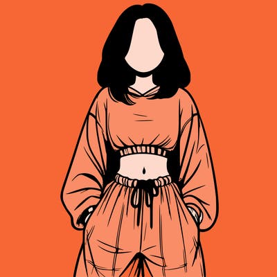 realistic girl faceless with baggy pants and a crop top