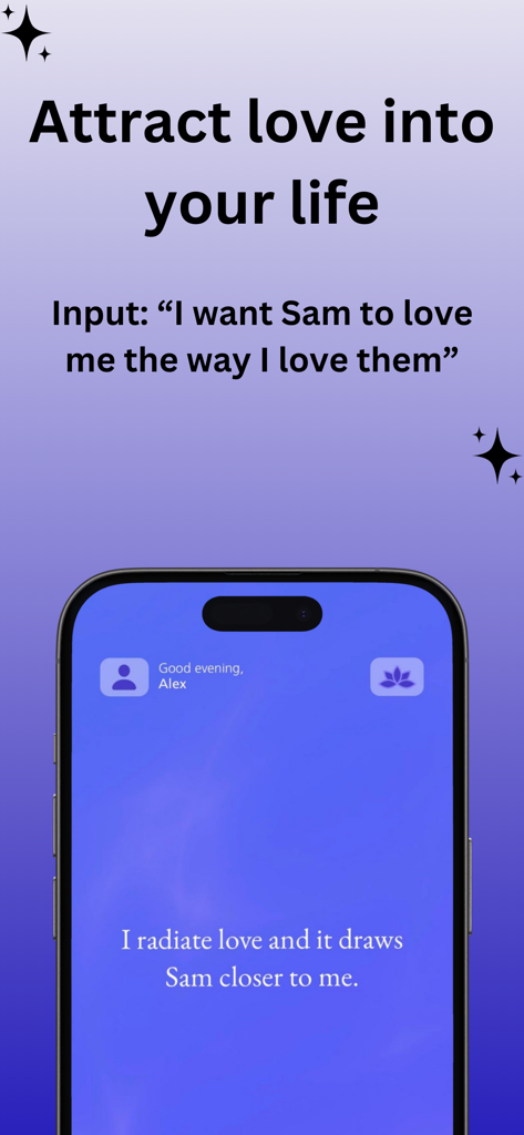 Manifest & Affirmations - Soul - Pantalla de afirmación de amor personalizada en la aplicación Soul
