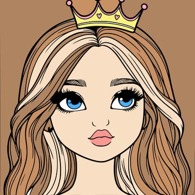 a realistic girl with a crown on